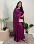 Rabia Fuchsia Metallic Elasticated Batwing Kaftan Dress