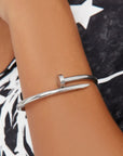 Screw Detail Bangle Bracelet In Silver