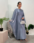 Zayna Jeans Blue Shimmer Tie Kaftan Dress