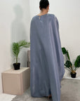 Zayna Jeans Blue Shimmer Tie Kaftan Dress