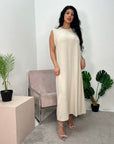 Deepika Beige Plain Slip Dress