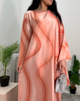 Nadia Orange Tie Dye Print 1/2 Sleeve 1/2 Kaftan Dress