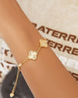 Flower Detail Bracelet In Gold