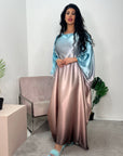 Henna Contrast Satin Tie Kaftan Dress