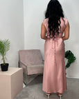 Priya Pink Sleeveless Tie Back Satin Dress