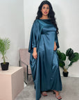 Ziyrah Midnight Blue Quality Satin Kaftan Dress