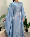 Zayna Pastel Blue Shimmer Tie Kaftan Dress