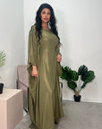 Ayra Khaki Shimmer Tie Kaftan Dress