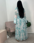 Kara Aqua Blue Floral Premium Lined Chiffon Summer Dress