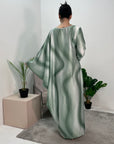 Nadia Mint Tie Dye Print 1/2 Sleeve 1/2 Kaftan Dress