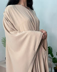 Nailah Beige Premium Batwing Abaya Modest Dress