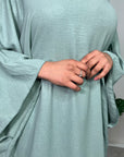 Ayra Mint Shimmer Tie Kaftan Dress