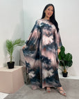 Simmi Marble Print Tie Kaftan Dress