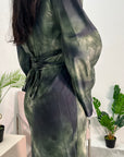 Erum Green Tie Dye Flared Sleeve Dress