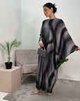 Nadia Black Tie Dye Print 1/2 Sleeve 1/2 Kaftan Dress