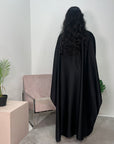 Jhanvi Black Fur Sleeve Belted Cape Kaftan Dress