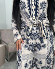 Saniya Navy Printed Linen Summer Co Ord Set