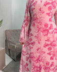 Kara Pink Floral Premium Lined Chiffon Summer Dress