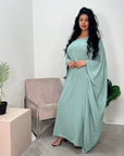 Ayra Mint Shimmer Tie Kaftan Dress