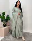 Zayna Mint Shimmer Tie Kaftan Dress