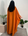 Zayna Orange Shimmer Tie Kaftan Dress