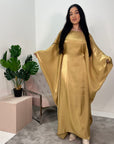 Zayna Gold Shimmer Tie Kaftan Dress