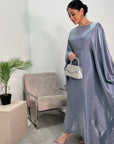 Zayna Jeans Blue Shimmer Tie Kaftan Dress