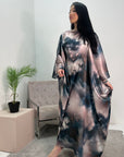 Simmi Marble Print Tie Kaftan Dress