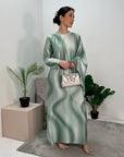 Nadia Mint Tie Dye Print 1/2 Sleeve 1/2 Kaftan Dress