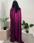 Rabia Fuchsia Metallic Elasticated Batwing Kaftan Dress