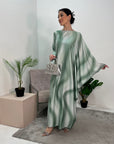 Nadia Mint Tie Dye Print 1/2 Sleeve 1/2 Kaftan Dress