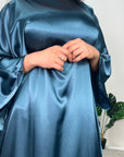 Ziyrah Midnight Blue Quality Satin Kaftan Dress