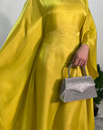 Zayna Yellow Shimmer Tie Kaftan Dress