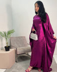 Rabia Fuchsia Metallic Elasticated Batwing Kaftan Dress