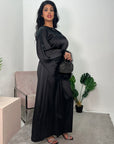 Kiara Black Fur Sleeve Belted Dress