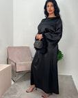 Kiara Black Fur Sleeve Belted Dress