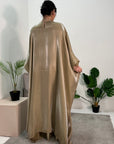 Zayna Beige Shimmer Tie Kaftan Dress