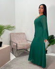 Anika Emerald Green Premium Lined Chiffon Summer Dress