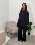 Mona Black V-Neck Oversized Fit Trouser Co-ord Set