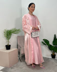 Meher Baby Pink Premium Mesh Kimono Jacket & Satin Dress