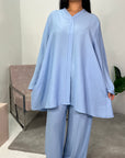 Mahika Sky Blue V-Neck & Trouser Linen Co Ord set