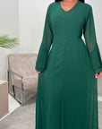 Anika Emerald Green Premium Lined Chiffon Summer Dress