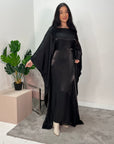 Zayna Black Shimmer Tie Kaftan Dress