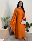 Zayna Orange Shimmer Tie Kaftan Dress