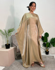 Zayna Beige Shimmer Tie Kaftan Dress