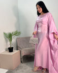 Zayna Pink Shimmer Tie Kaftan Dress