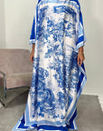 Saniyah Blue Floral Slit Sleeve Kaftan Dress