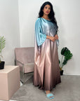 Henna Contrast Satin Tie Kaftan Dress