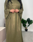 Ayra Khaki Shimmer Tie Kaftan Dress