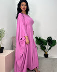 Ayra Candy Pink Shimmer Tie Kaftan Dress